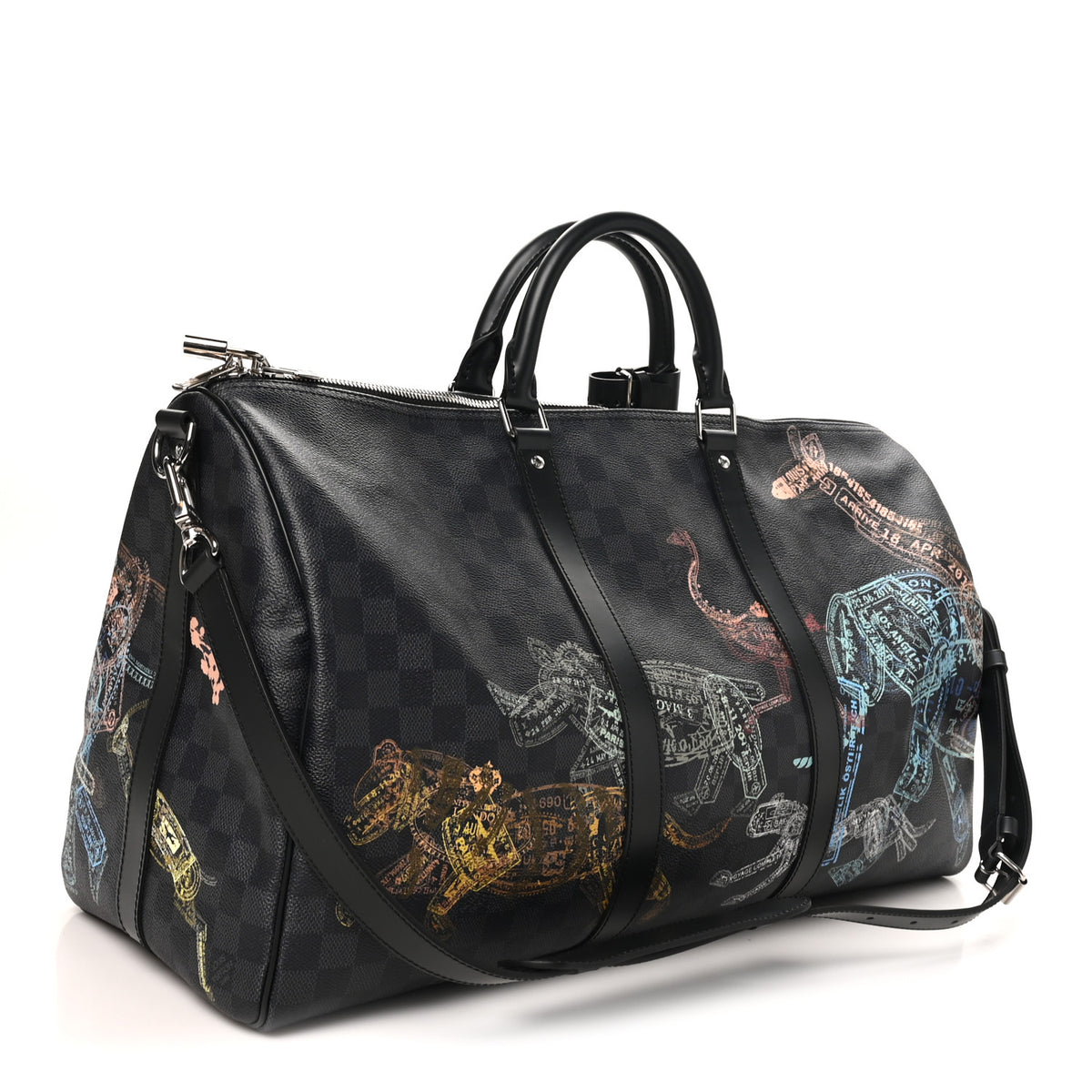 Louis Vuitton Damier Graphite Stamps Keepall Bandouliere 50 2 of 8