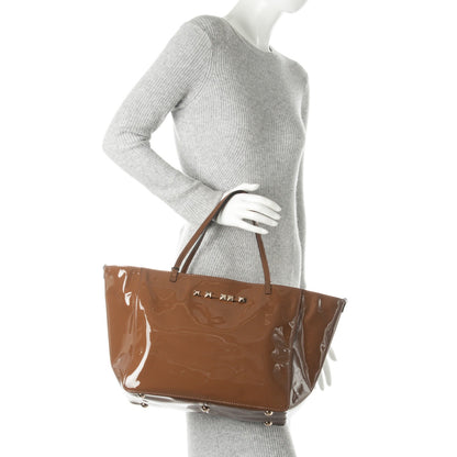 Valentino Garavani Patent Medium Rockstud Crossbody Tote Taupe 2 of 9