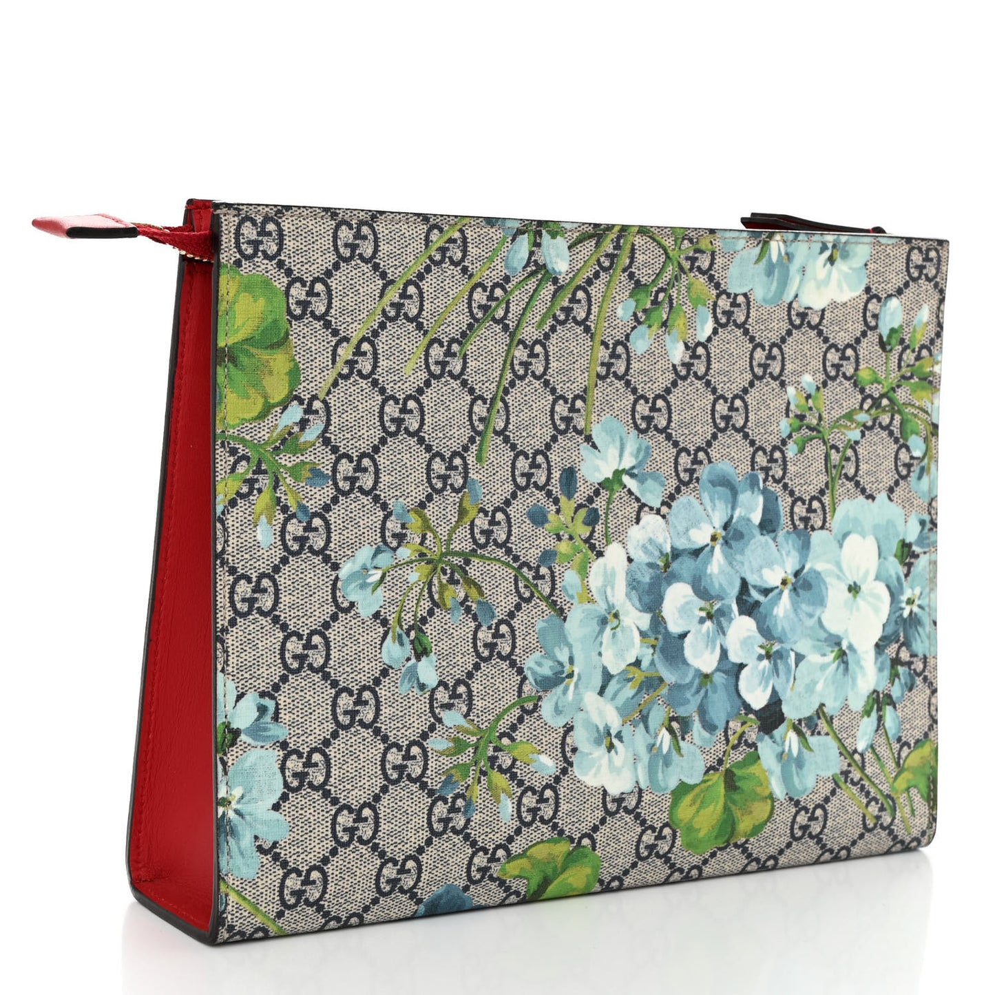 GG Supreme Monogram Blooms Large Cosmetic Case Beige Multicolor Blue Navy