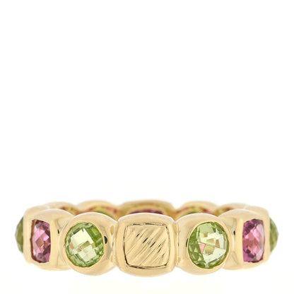 David Yurman 18K Yellow Gold Peridot Pink Tourmaline Chiclet Eternity Band Ring 53 6.5 1 of 4
