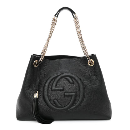 Gucci Pebbled Calfskin Medium Soho Chain Shoulder Bag Black 1 of 10