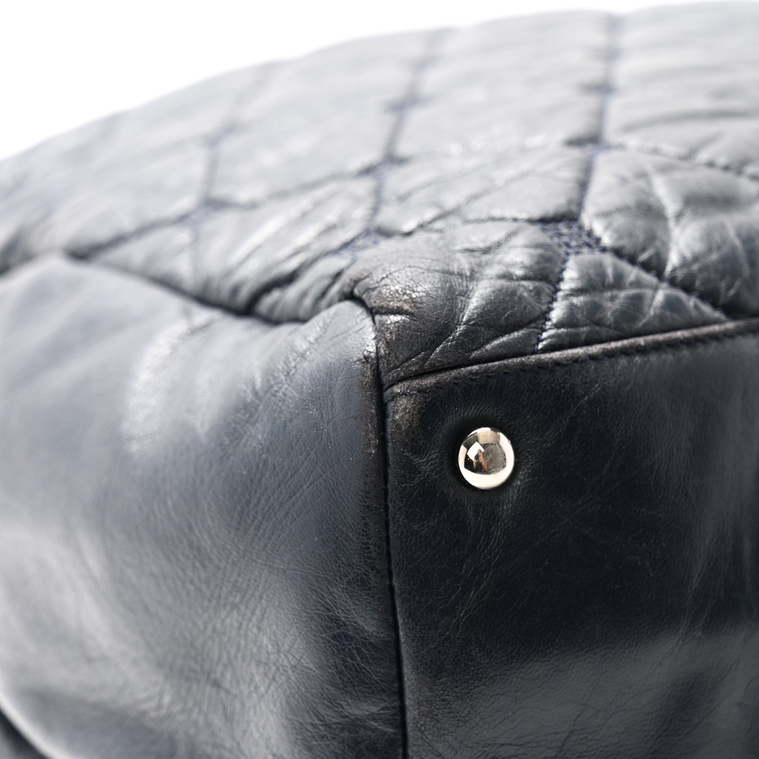 Chanel Lambskin Quilted Hidden Chain Tote Navy 13 of 13