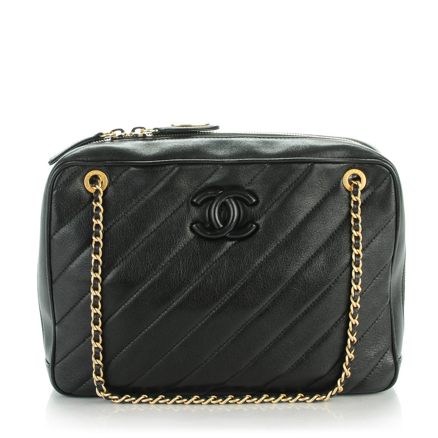Lambskin Quilted Coco Vintage Camera Case Black
