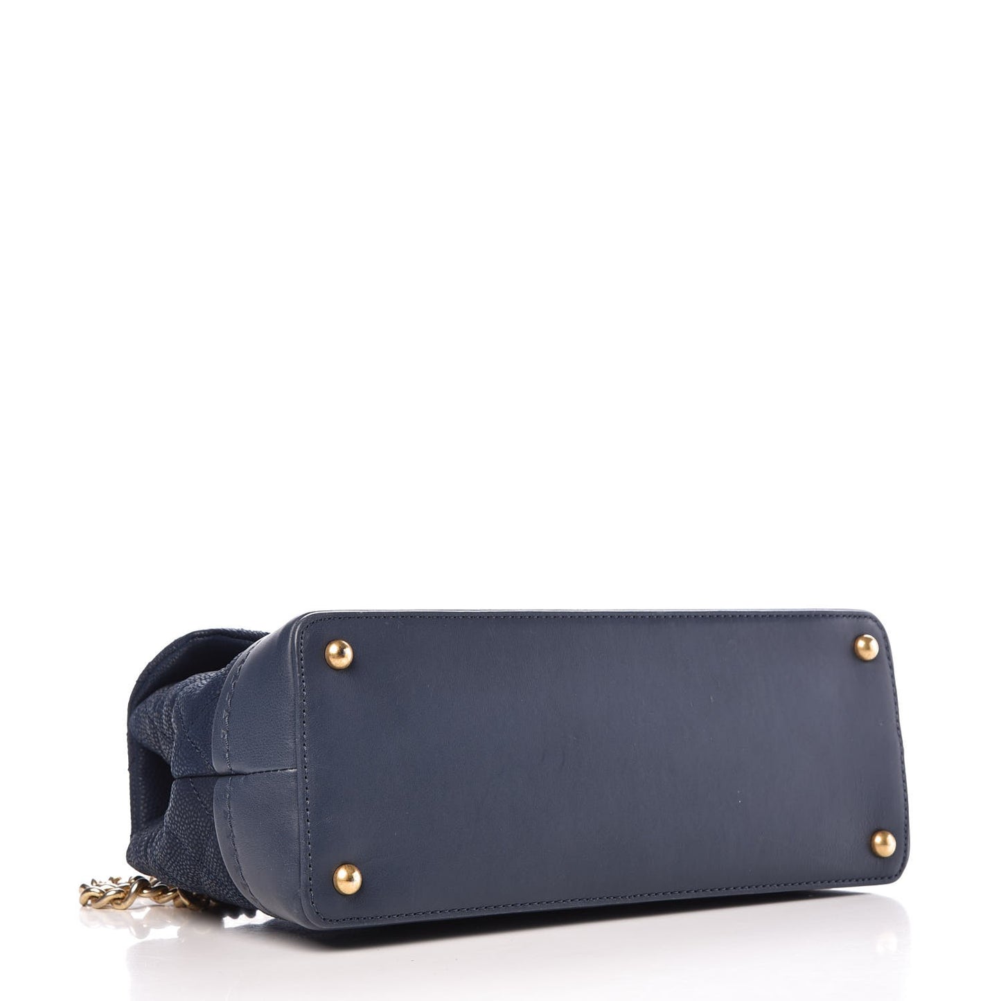 Iridescent Grained Calfskin Globe Trotter Medium Flap Navy Blue