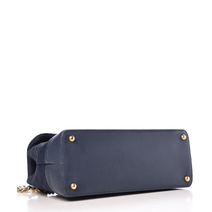 Chanel Iridescent Grained Calfskin Globe Trotter Medium Flap Navy Blue 4 of 8