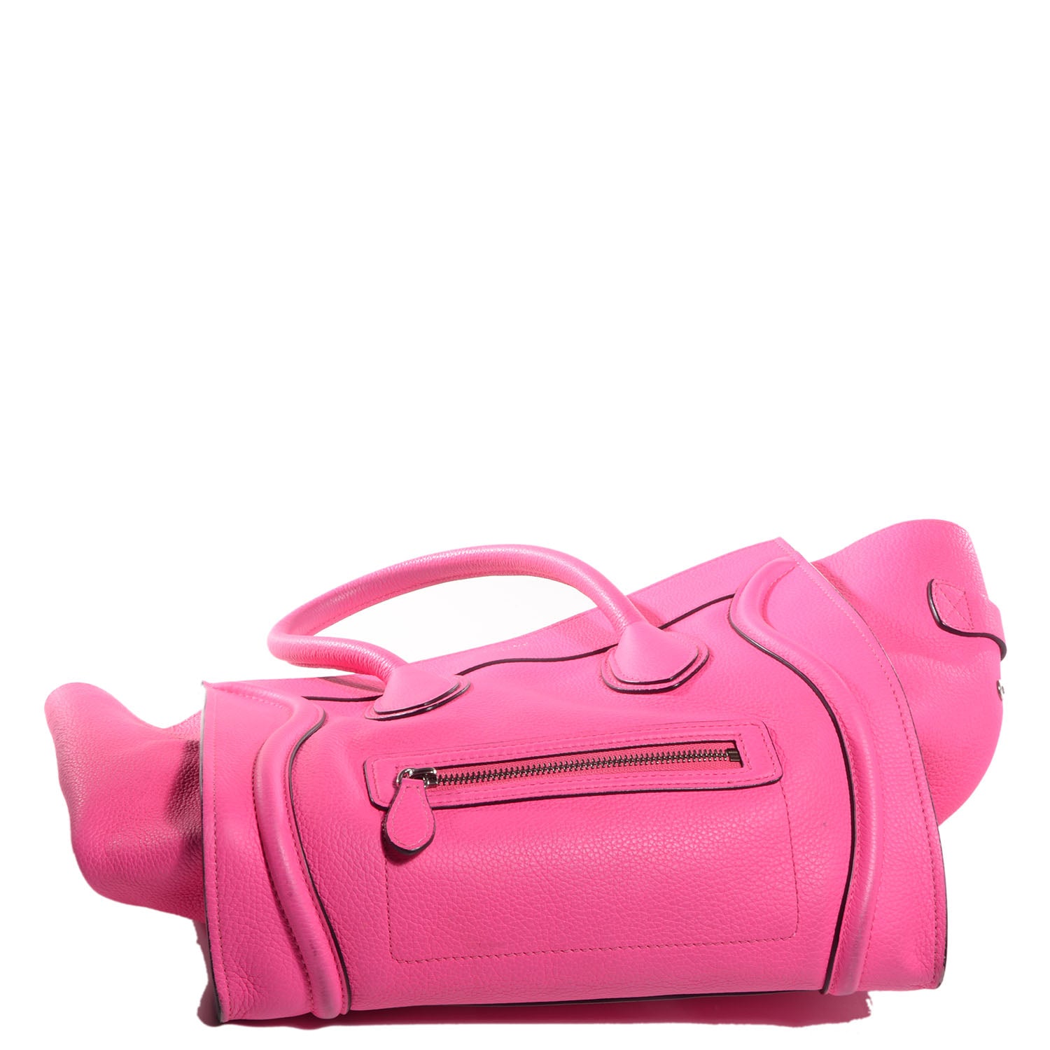 Celine Drummed Calfskin Mini Luggage Fluo Pink 10 of 10