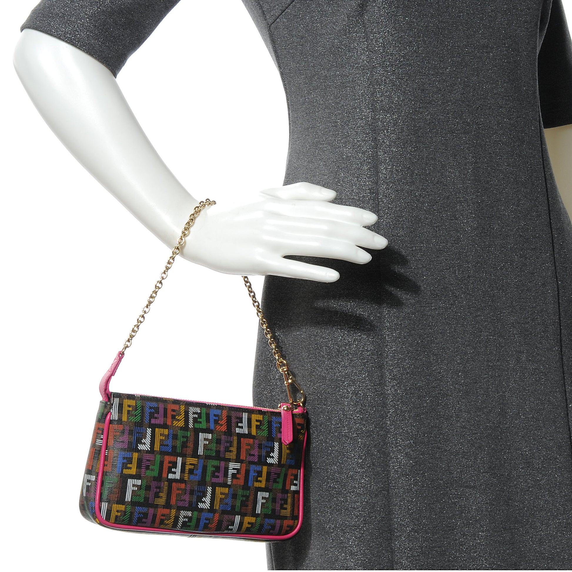 Fendi Zucchino Spalmati FF Multicolor Pochette Tobacco Multicolor 2 of 11