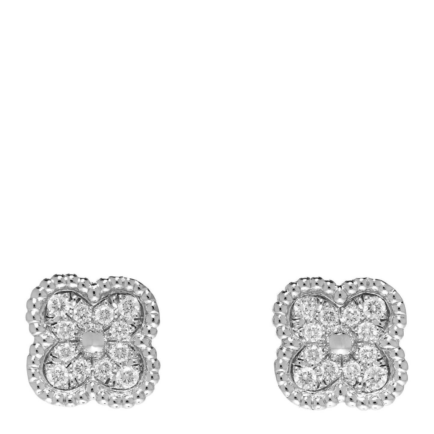 18K White Gold Diamond Sweet Alhambra Earrings