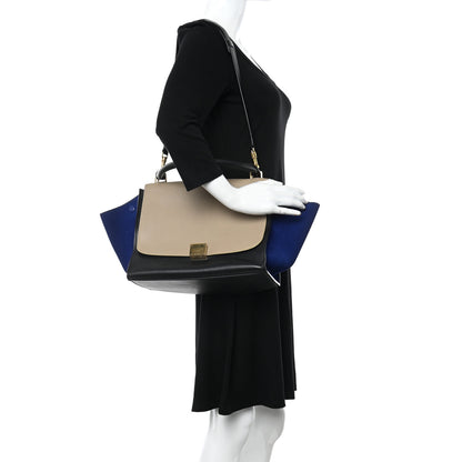 Celine Calfskin Suede Medium Tri-Color Trapeze Tri-Color Sand 2 of 13