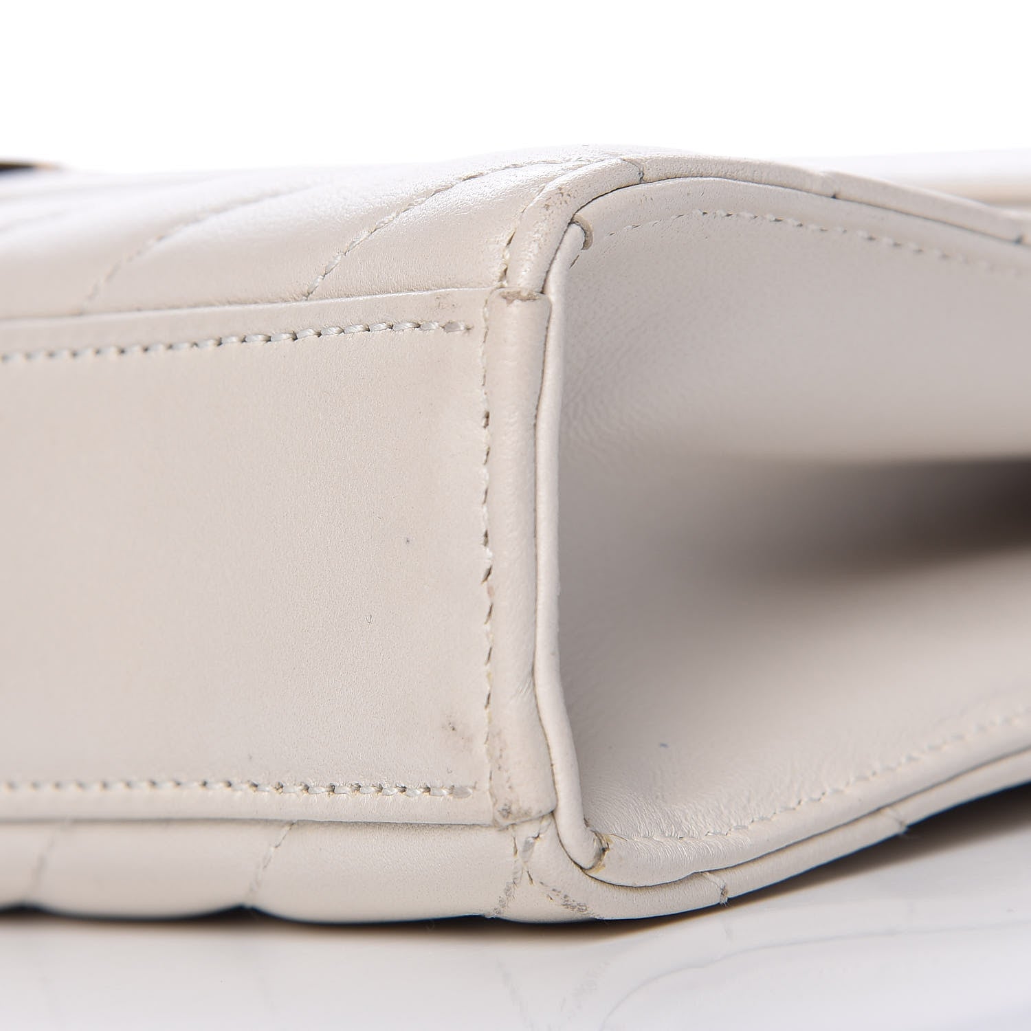 Saint Laurent Lambskin Matelasse Chevron Small Monogram Satchel Off White 11 of 12