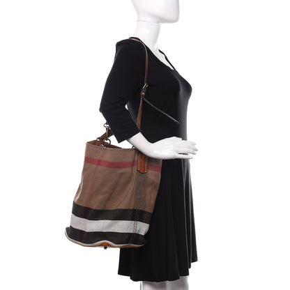 Burberry Canvas Mega Check Medium Ashby Hobo Saddle Brown 2 of 12