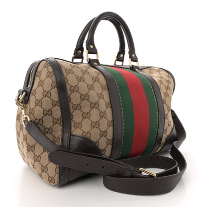 Gucci Monogram Vintage Web Medium Webby Bee Boston Dark Brown 3 of 18