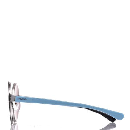 Prada Mirrored Round Sunglasses SPR 57T Black Blue 3 of 7