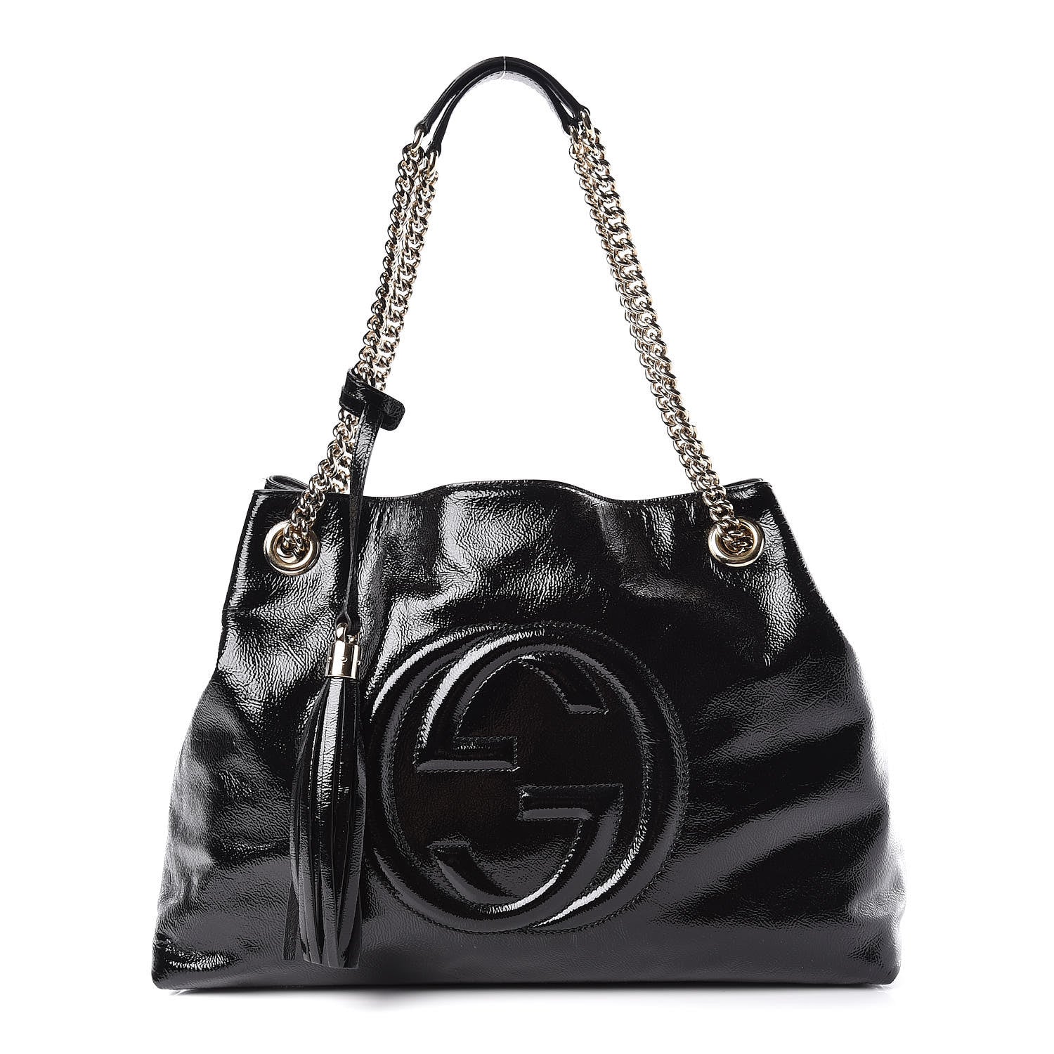 Gucci Patent Medium Soho Chain Shoulder Bag Black 1 of 9