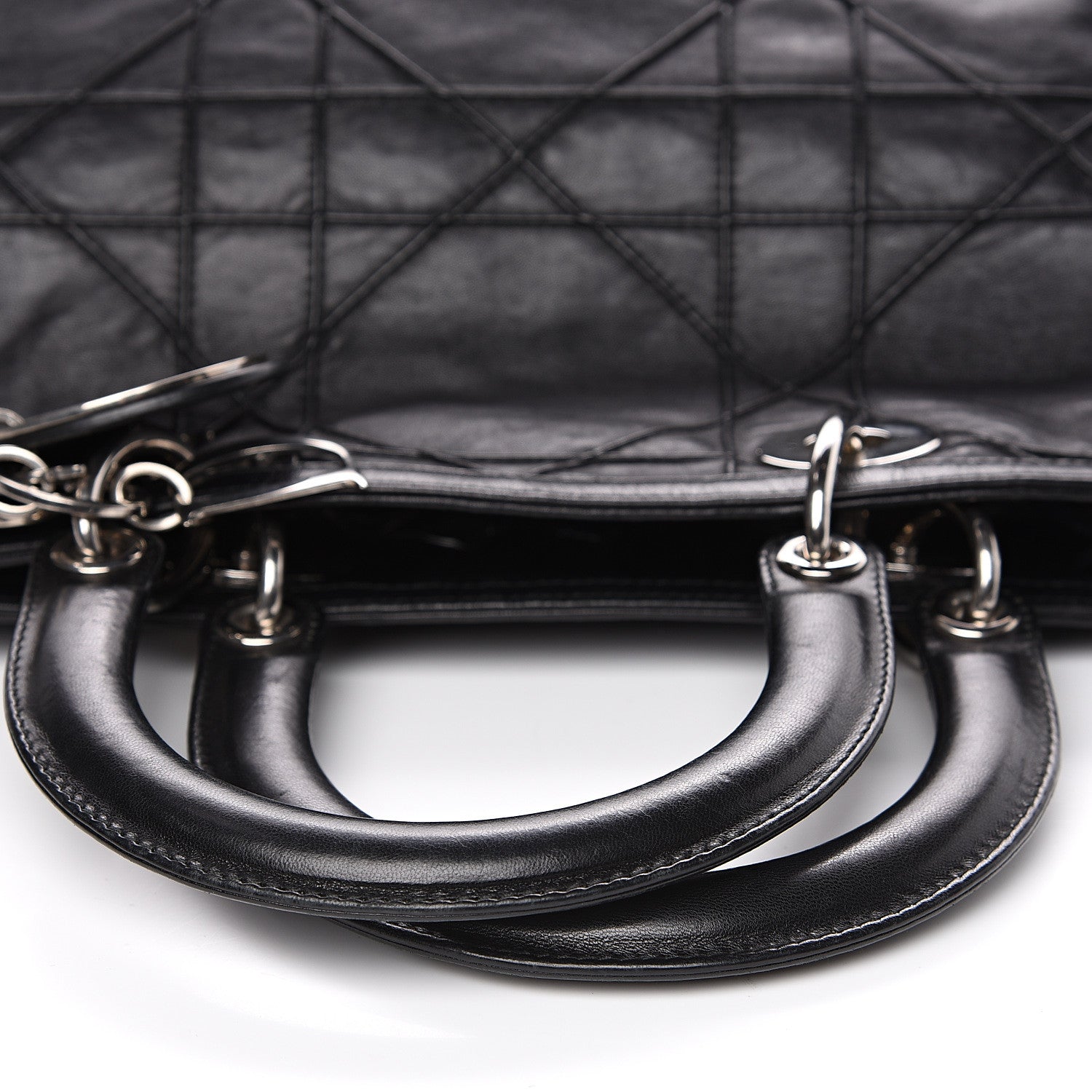 Christian Dior Lambskin Cannage Medium Granville Tote Black 11 of 12