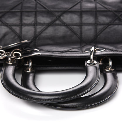 Christian Dior Lambskin Cannage Medium Granville Tote Black 11 of 12