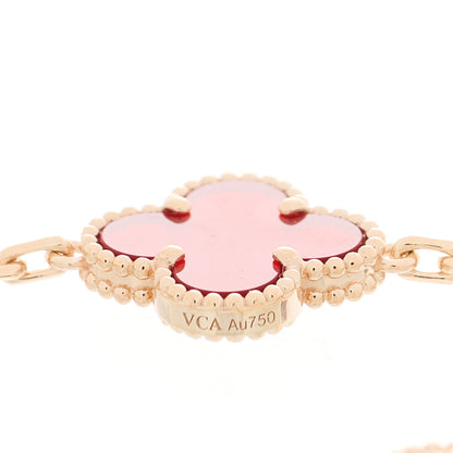 Van Cleef & Arpels 18K Rose Gold Carnelian 5 Motifs Guilloche Vintage Alhambra Bracelet 3 of 4