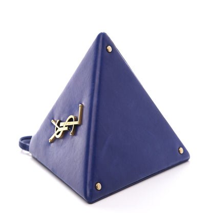 Saint Laurent Lambskin Pyramid Clutch Blue 8 of 11