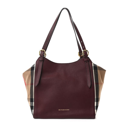 Burberry Grainy Calfskin House Check Small Canterbury Tote Burgundy 1 of 11