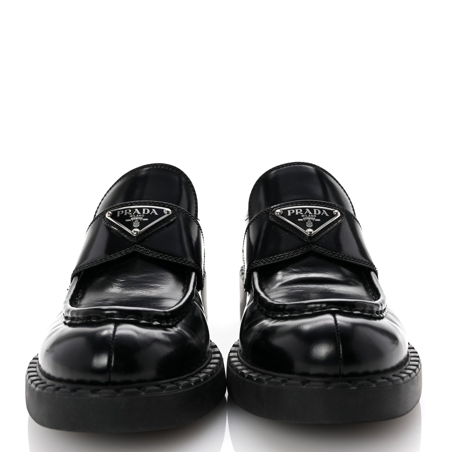 Spazzolato Metal Triangle Logo 50mm Loafers 39 Black