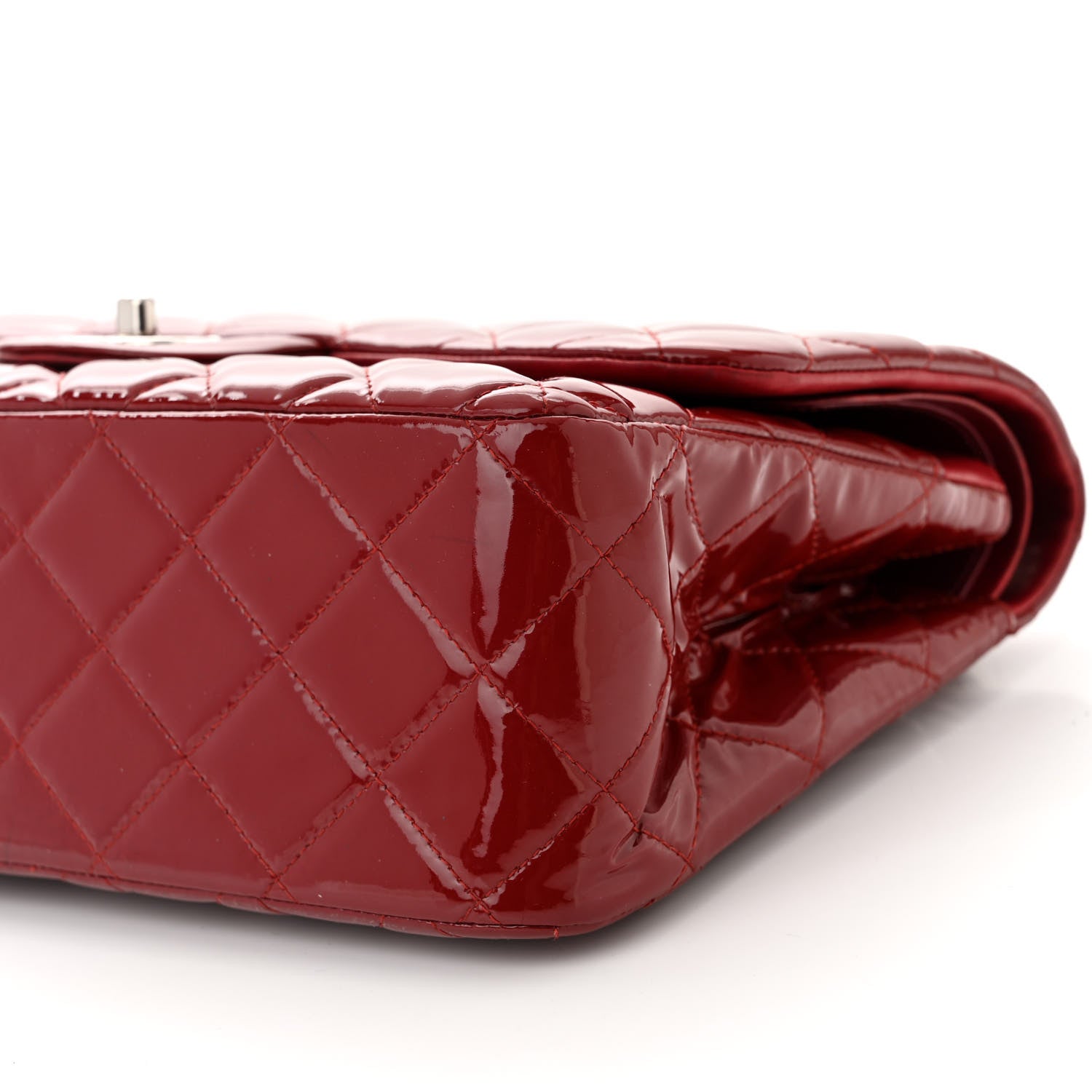 Chanel Patent Calfskin Quilted Jumbo Double Flap Red 9 of 11