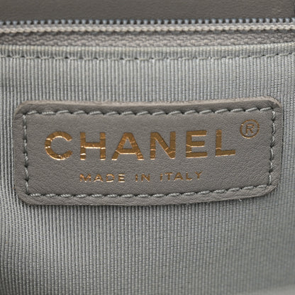 Chanel Calfskin Chevron Quilted Statement Shopping Tote Grey 8 of 12