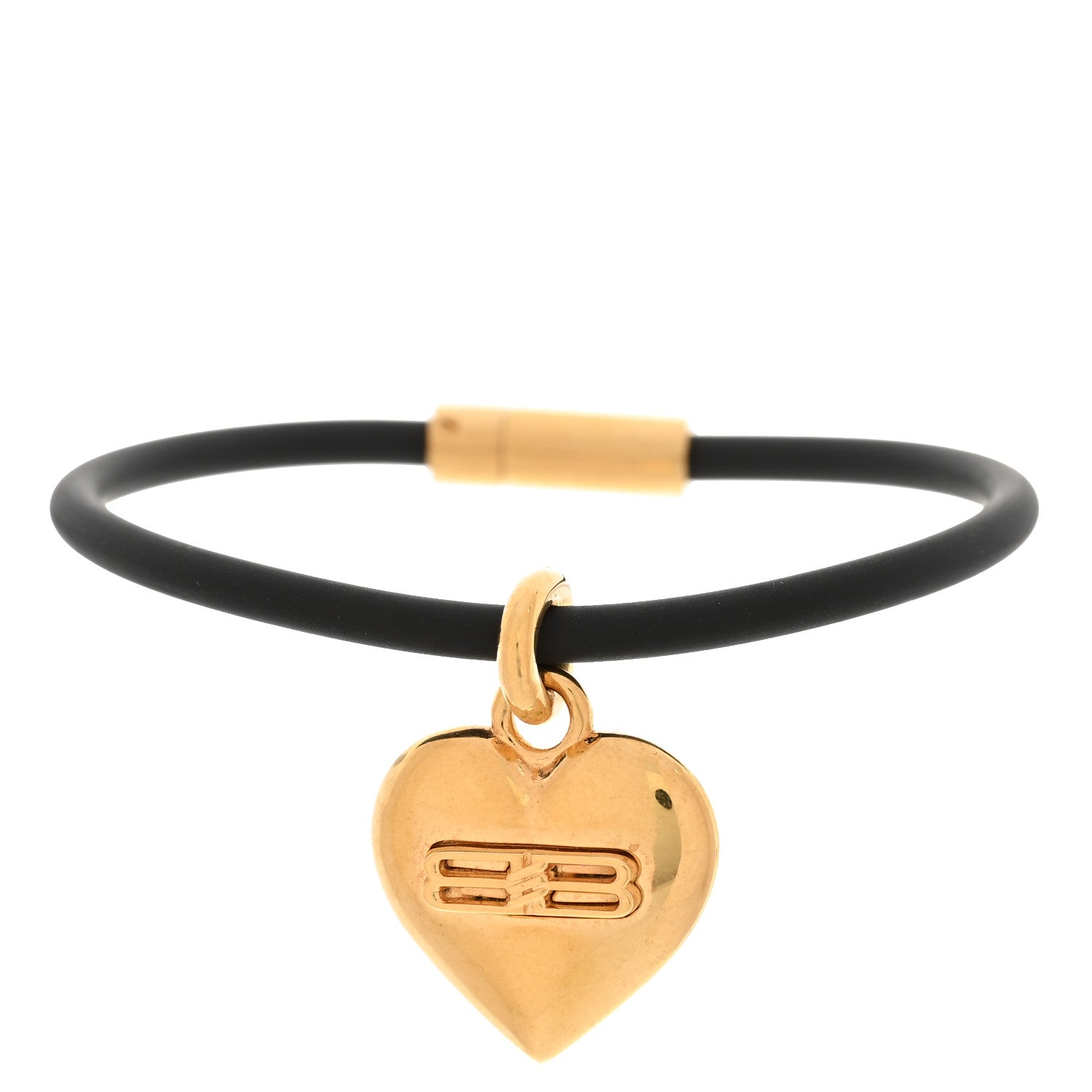 Balenciaga Rubber BB Heart Bracelet M Gold Black 1 of 5