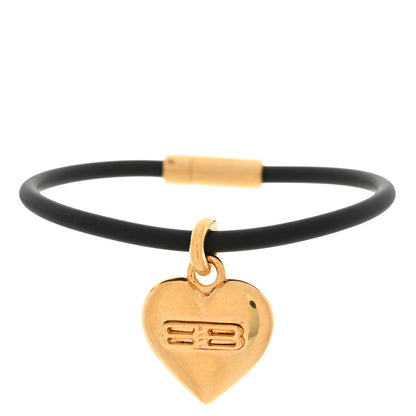 Balenciaga Rubber BB Heart Bracelet M Gold Black 1 of 5