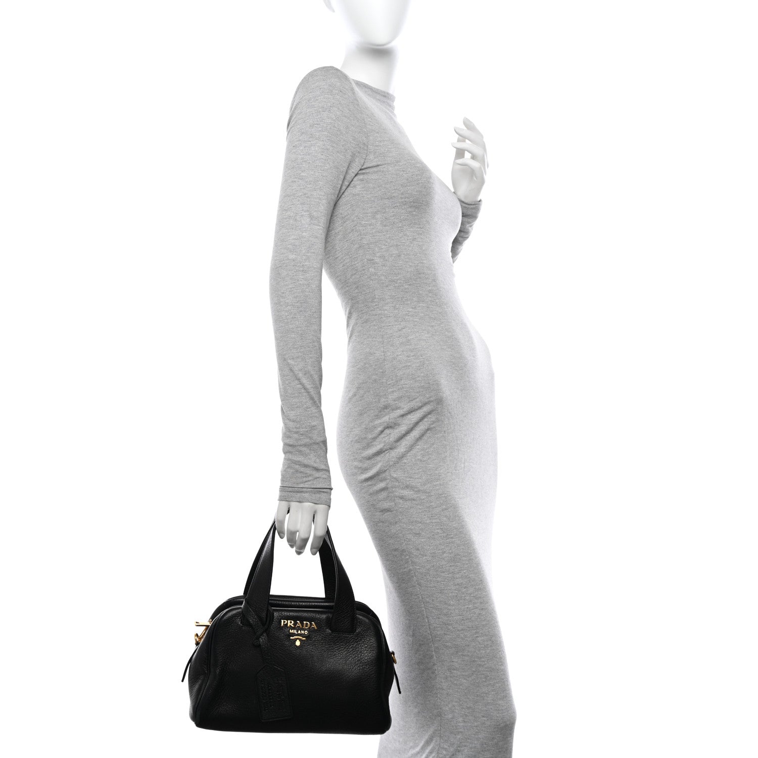 Prada Cervo Deerskin Tote Black 2 of 11