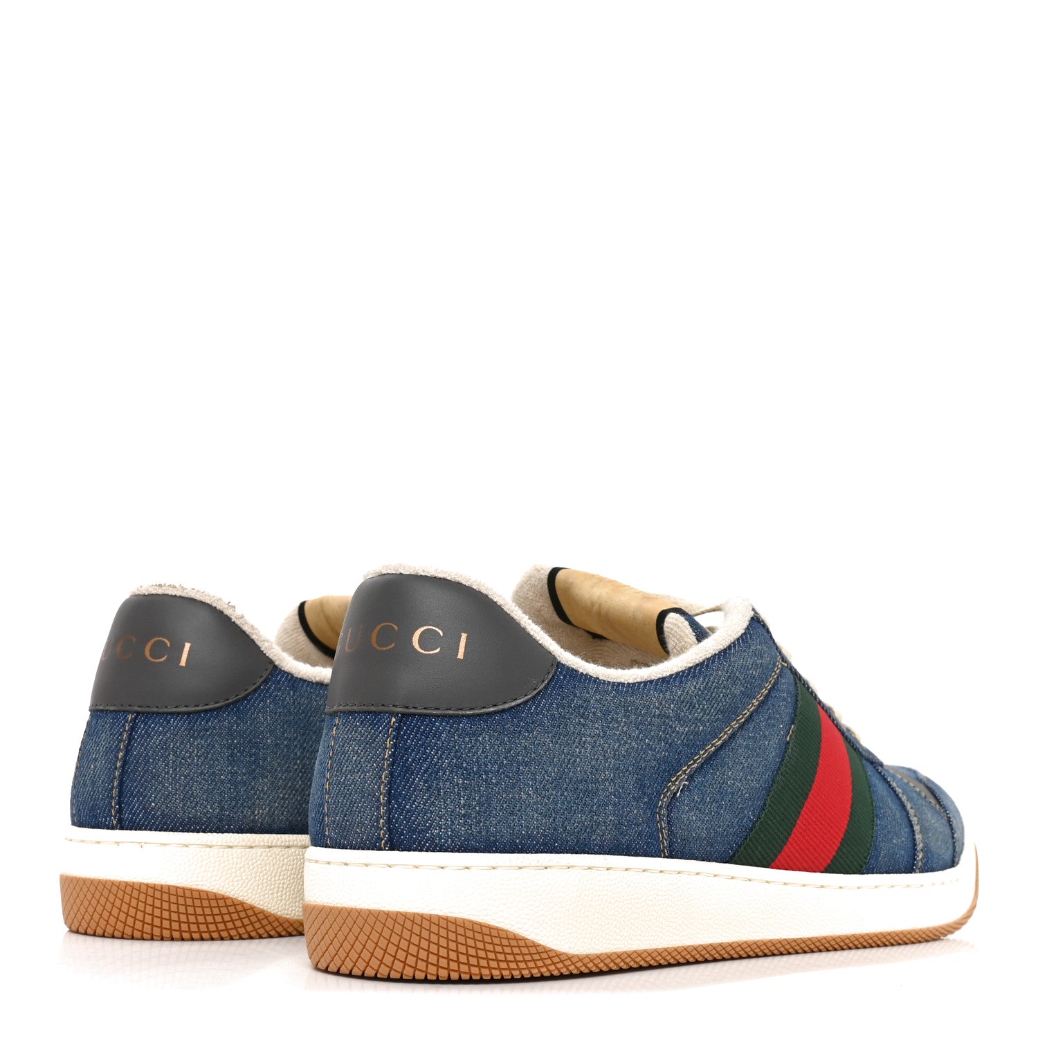 Gucci Denim GG Monogram Calfskin Web Mens Screener Sneakers 10 Blue 4 of 10