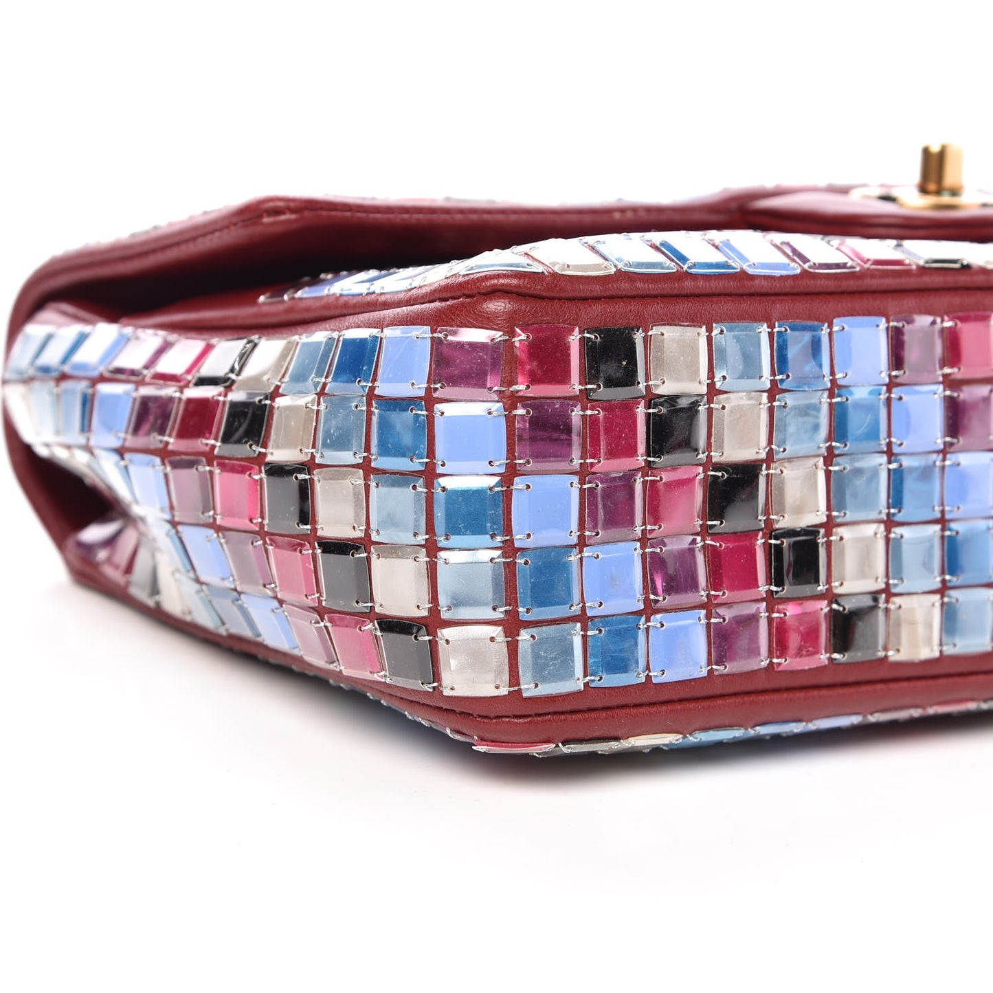 Lambskin Mosaic Medium Flap Red Multicolor
