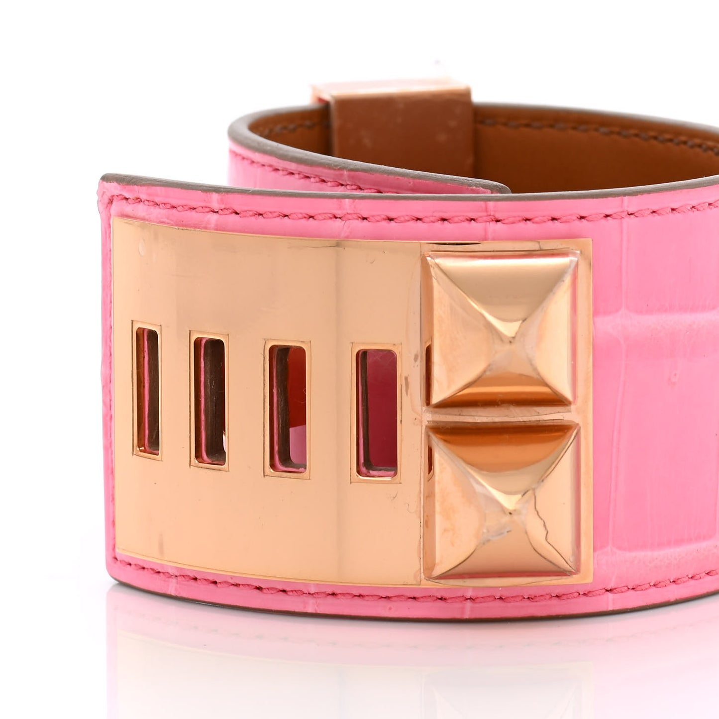 Matte Niloticus Crocodile Collier De Chien CDC Bracelet T2 Rose Bubblegum