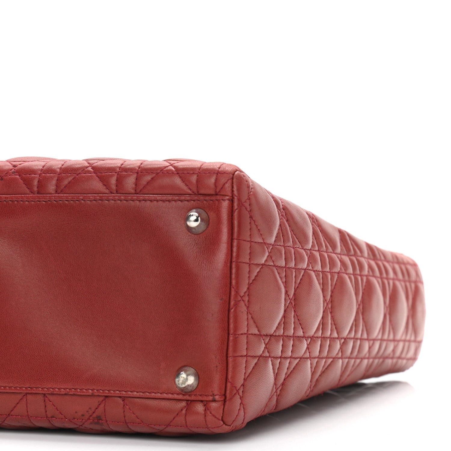 Christian Dior Lambskin Cannage Large Lady Dior Red 10 of 13