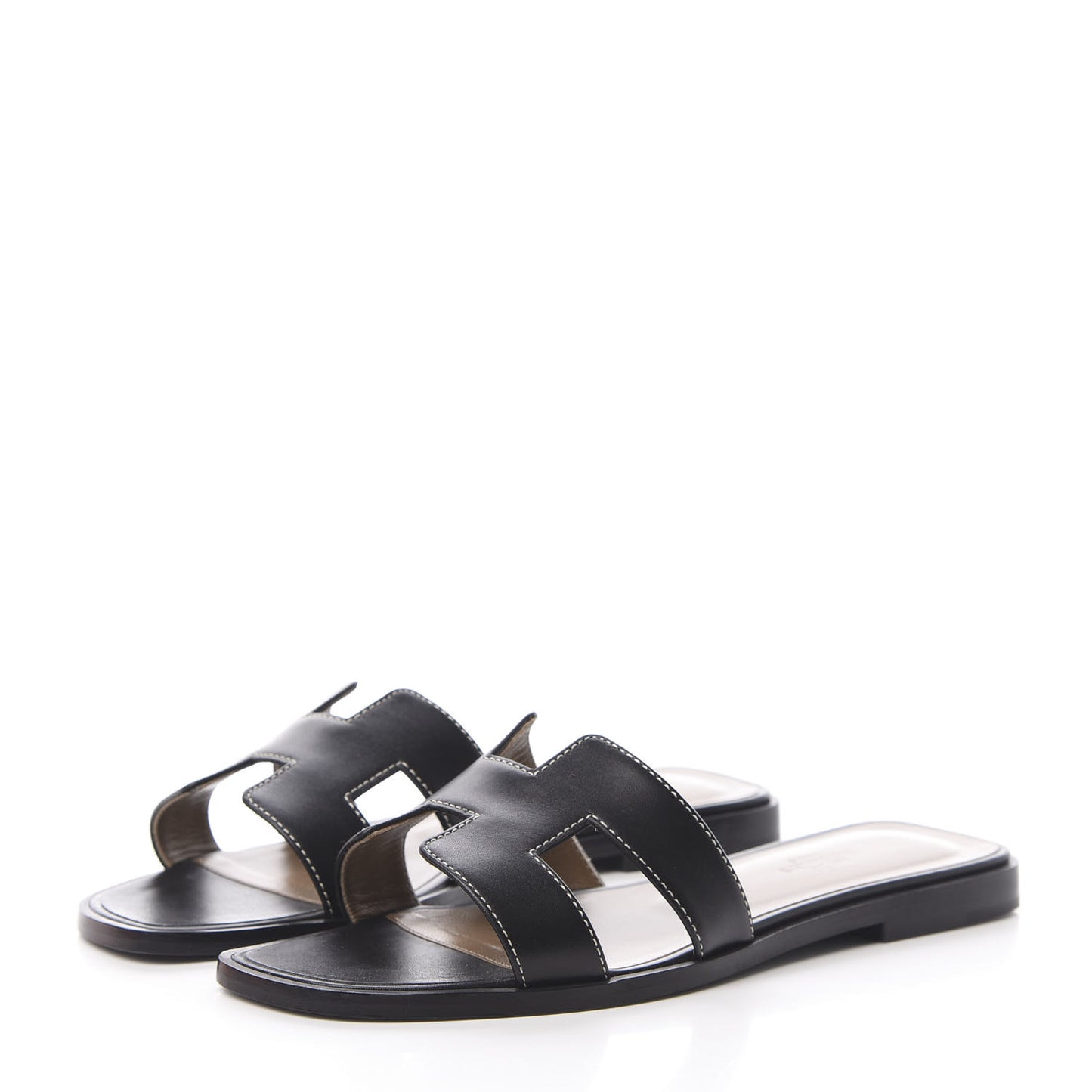 Box Calfskin Oran Sandals 37 Black