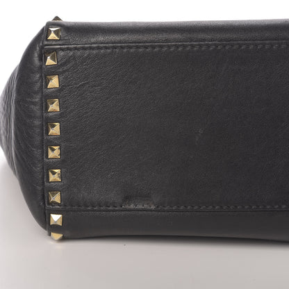 Valentino Garavani Vitello Rockstud Double Handle Tote Black 14 of 15