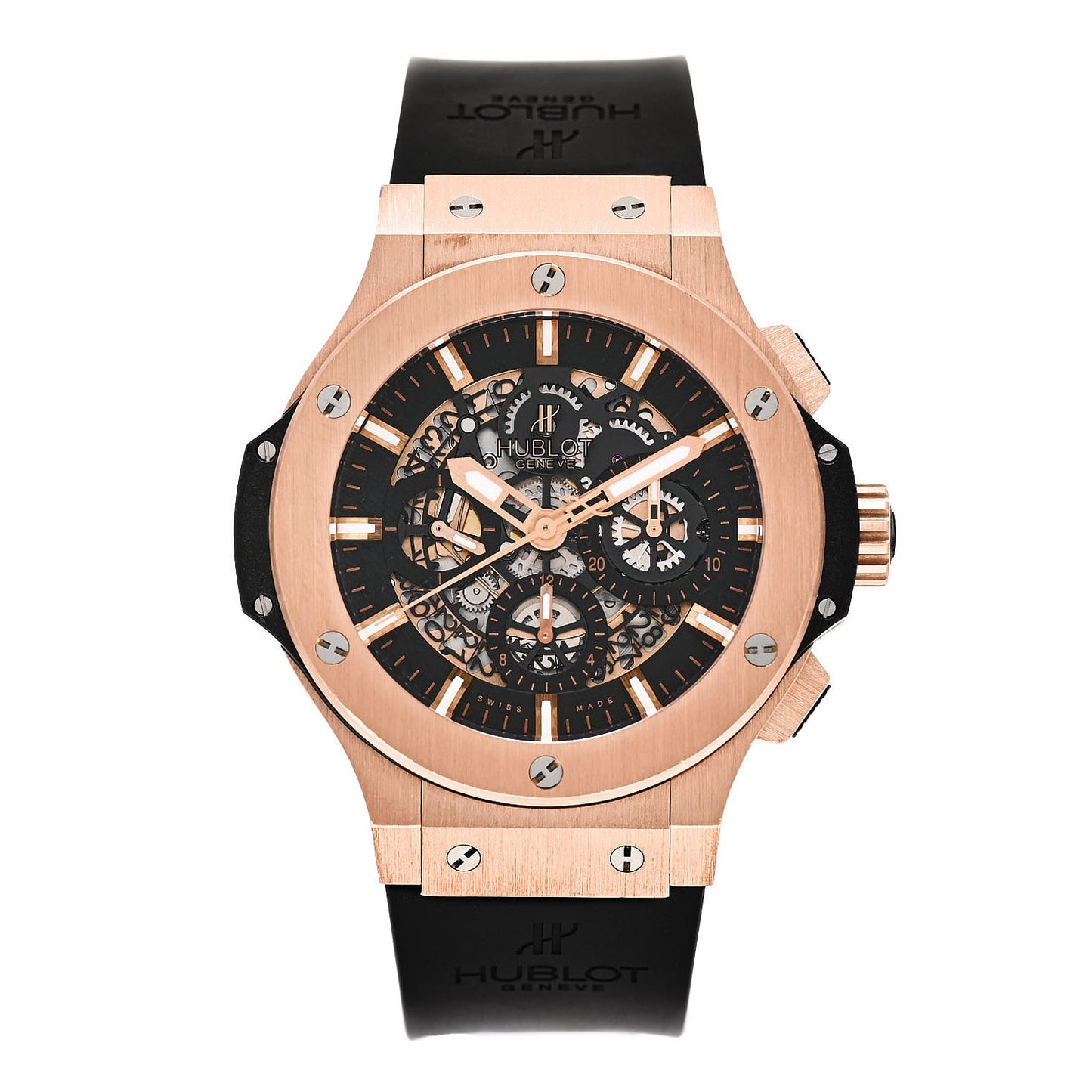 18K Rose Gold Rubber 44mm Big Bang AeroBang Automatic Watch Black 311.PX.1180.GR