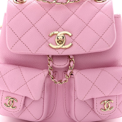 Chanel Shiny Caviar Quilted Small Duma Pockets Drawstring Backpack Lilac 8 of 10