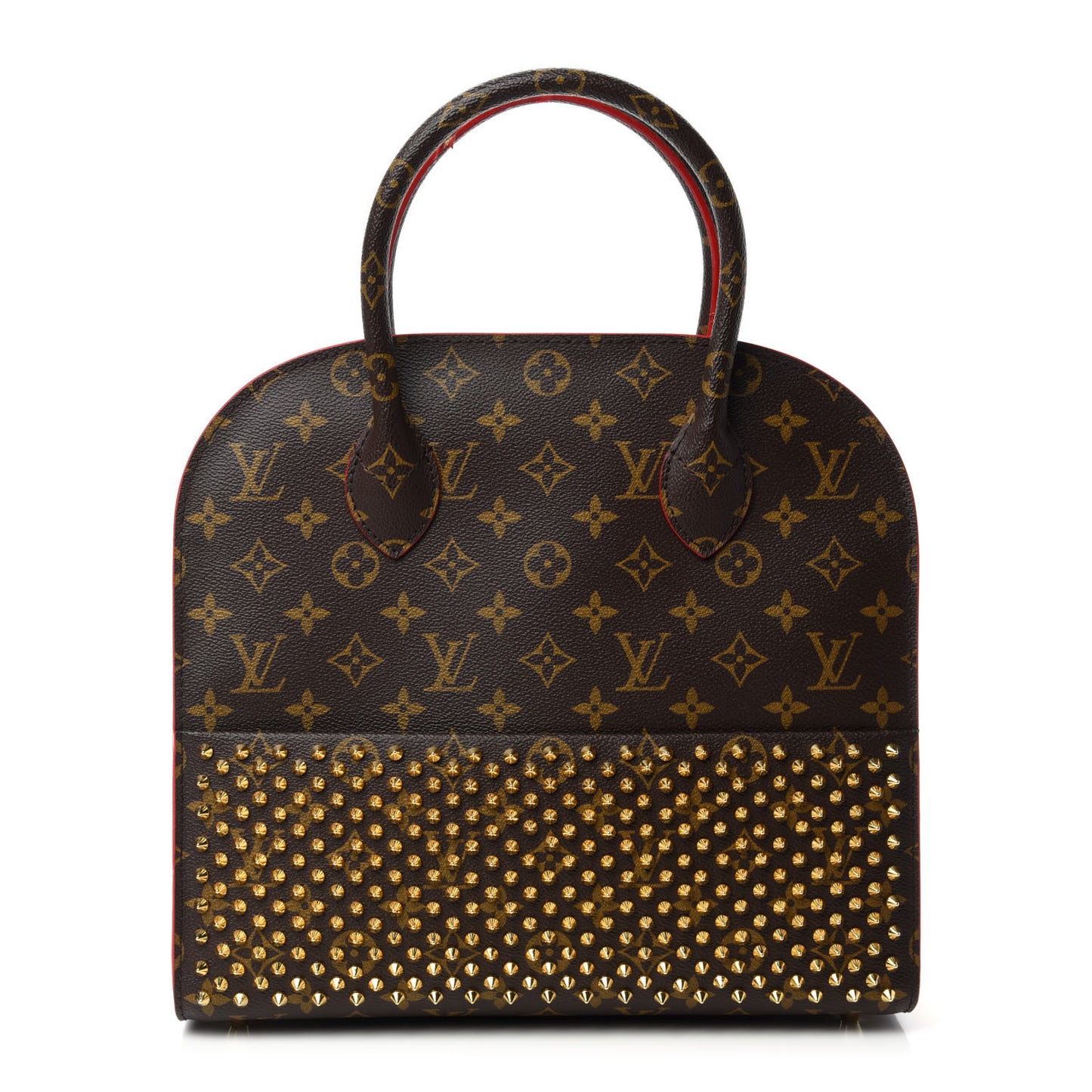 Monogram Calf Hair Spikes Iconoclasts Christian Louboutin Tote Red