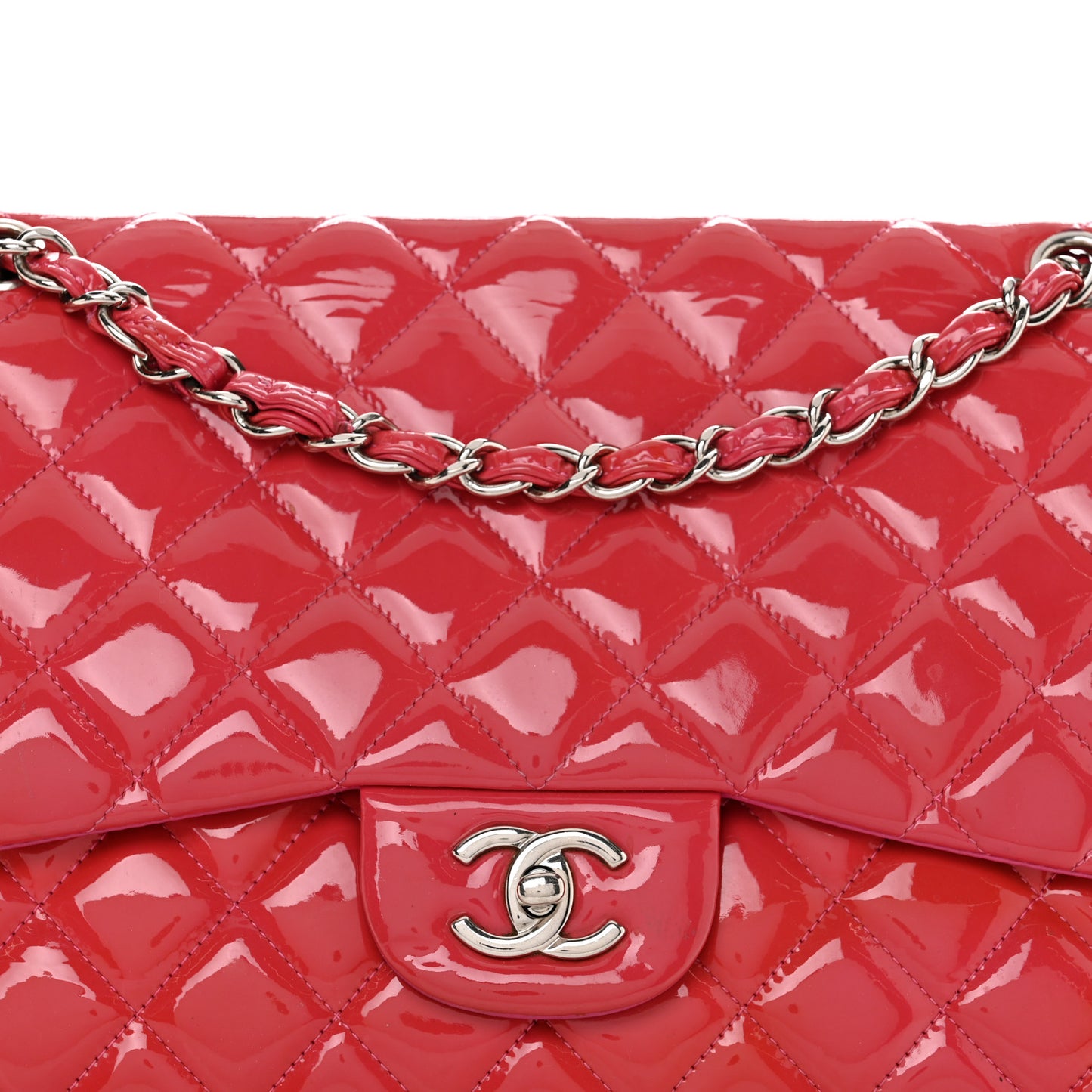 Patent Quilted Jumbo Double Flap Pink