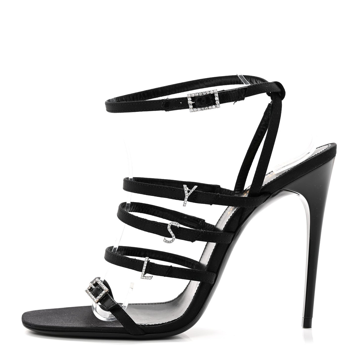 Crepe Satin Crystal Jerry 110 Sandals 37.5 Black