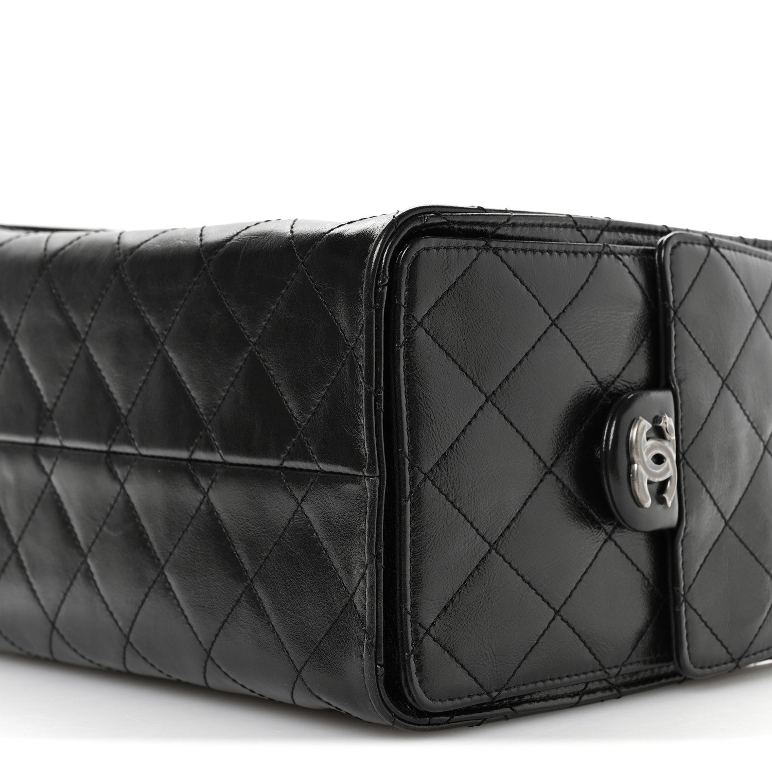 Chanel Shiny Crumpled Calfskin Quilted Small Chanel 25 Handbag Black 10 of 11