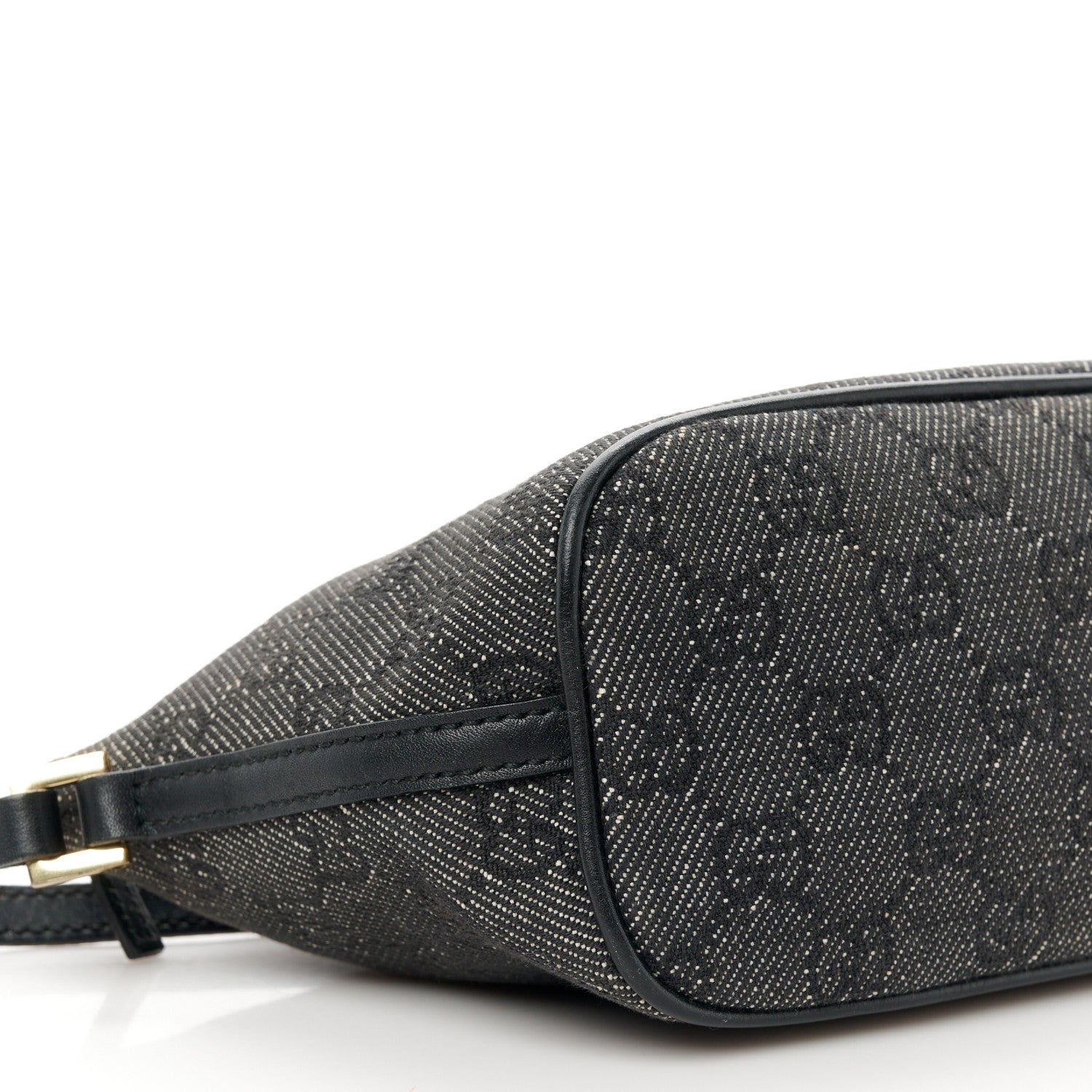 Gucci Denim Monogram Boat Pochette Black 9 of 10