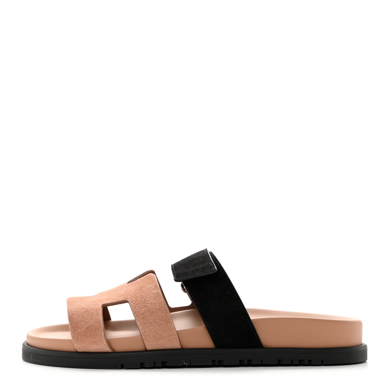Hermes Suede Goatskin Womens Chypre Sandals 36 Rose Perle Black 1 of 9
