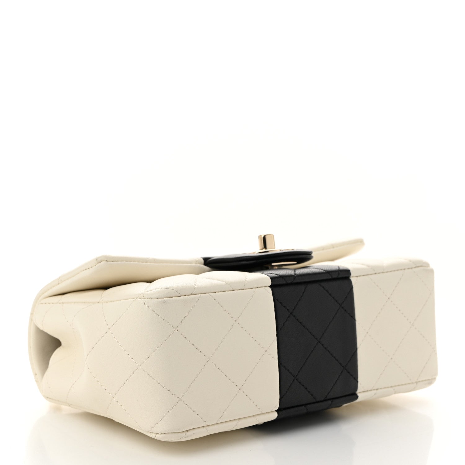 Chanel Lambskin Quilted Mini Rectangular Flap White Black 4 of 10