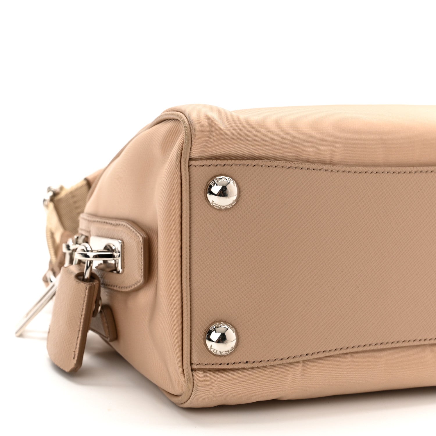 Prada Tessuto Nylon Saffiano Re-Edition 2005 Top Handle Crossbody Bag Cammeo 9 of 11