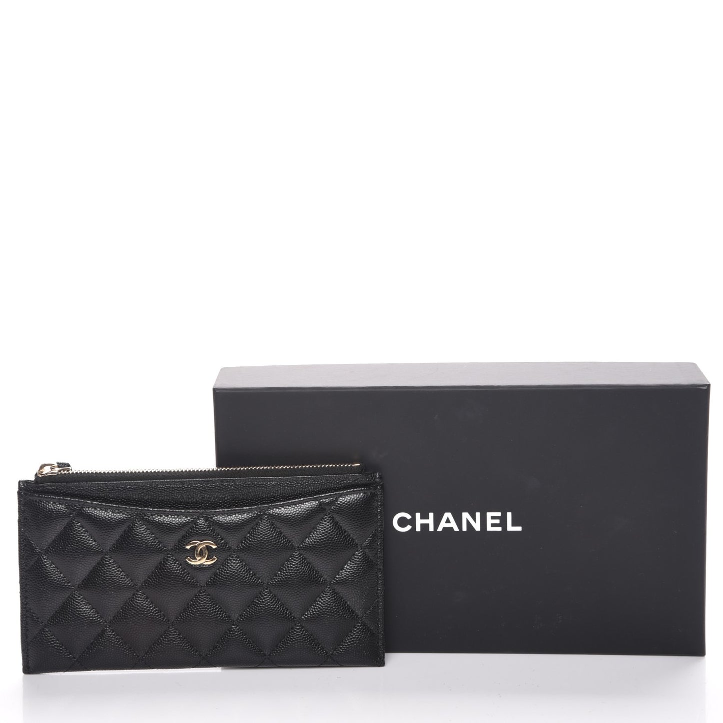 Caviar Quilted Classic Zip Pouch Black