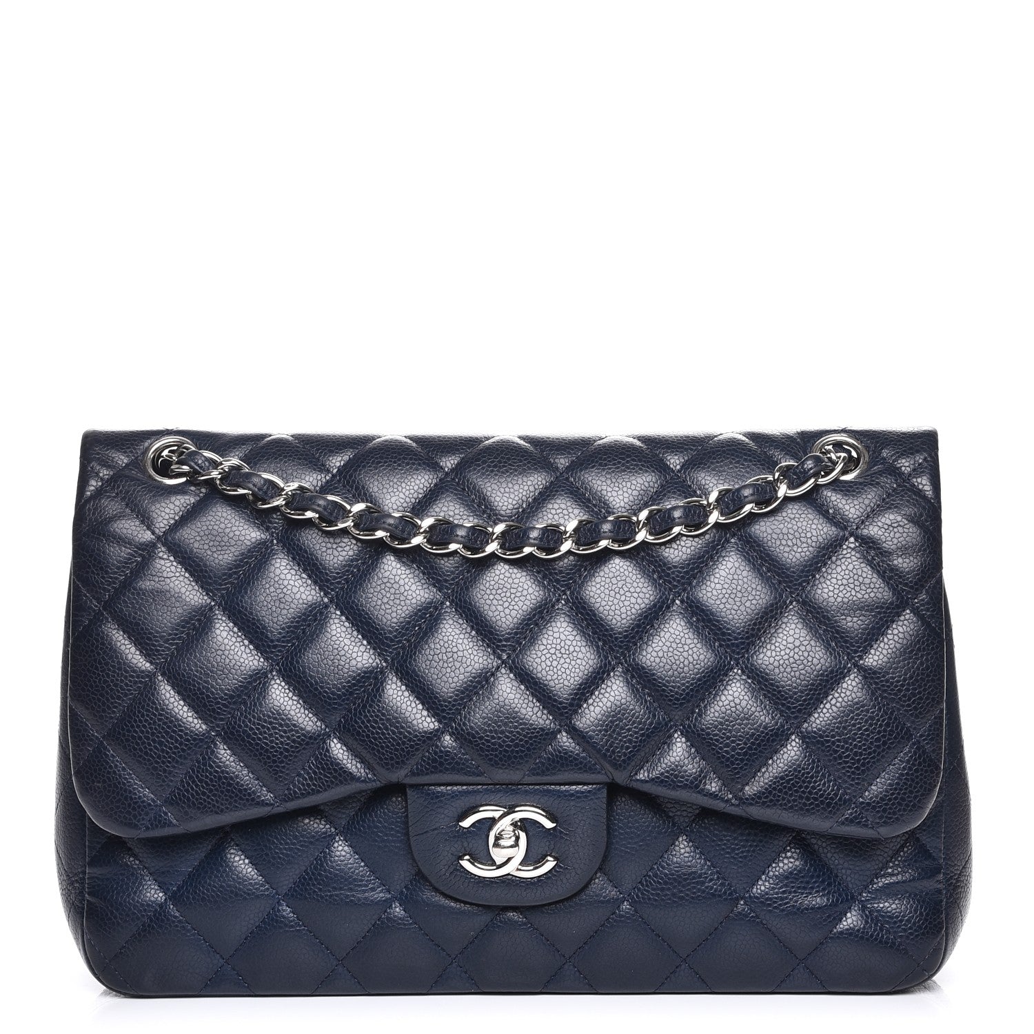 Chanel Caviar Quilted Jumbo Double Flap Navy Blue 1 of 8