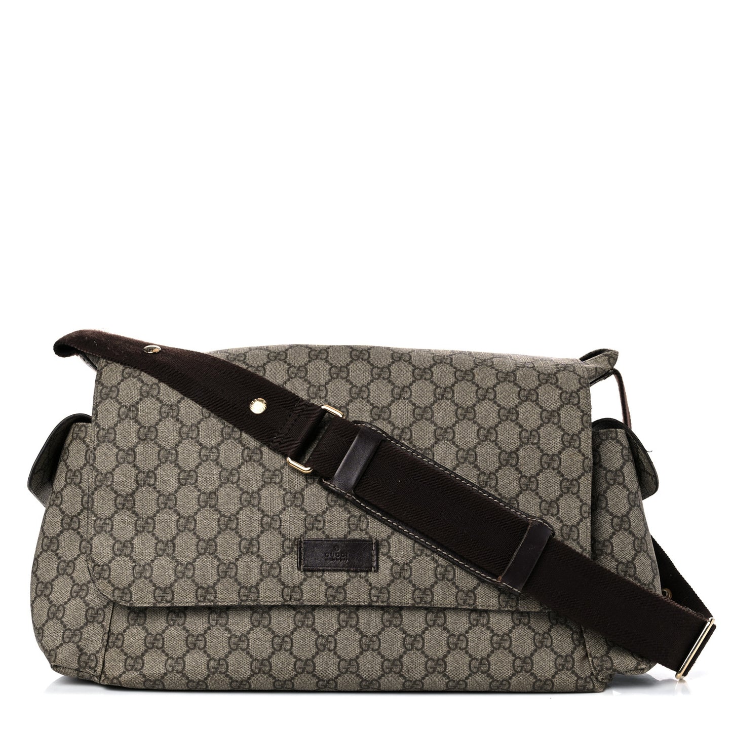 GG Plus Monogram Messenger Diaper Bag Dark Brown