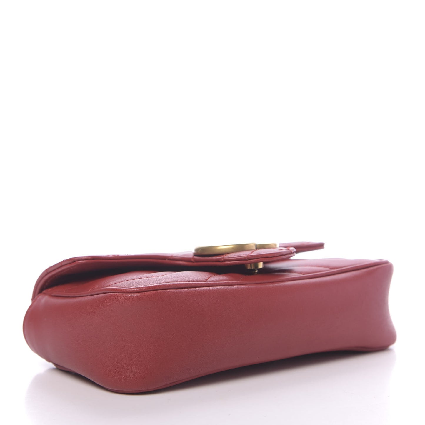 Calfskin Matelasse Super Mini GG Marmont Shoulder Bag Hibiscus Red