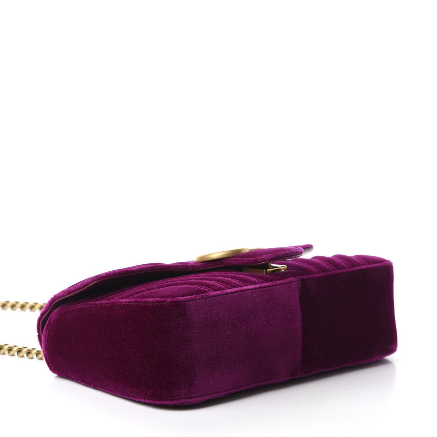 Velvet Matelasse Small GG Marmont Shoulder Bag Fuchsia Violet Cyclamen
